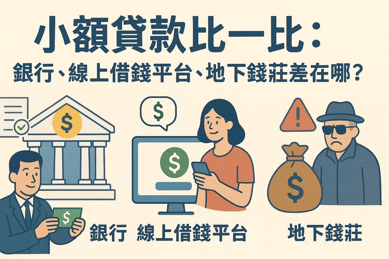 小額貸款比一比：銀行、線上借錢平台、地下錢莊差在哪？